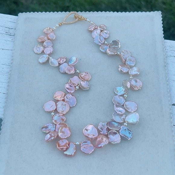 RL006 Handmade Freshwater Flower Petal Baroque Pearl Necklace - Picture 2 of 9